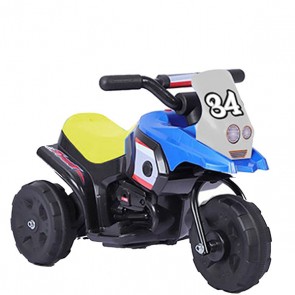 Motocicletta elettrica Racing blu per bambino con batteria 6 volt, moto elettriche bimbo da corsa per bambini con retromarcia.