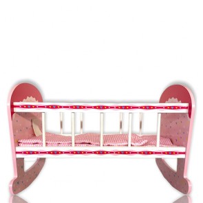 Culla in legno per bambole giocattolo, completo di materassino e coperta. Culle culletta gioco per bambini, misura 48,5x30x33 cm.