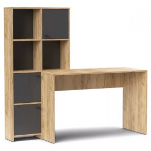 Scrivania ufficio porta computer con libreria. Scrivanie pc e librerie per ragazzi in legno rovere gold e antracite, ideale per arredare camerette e studio.