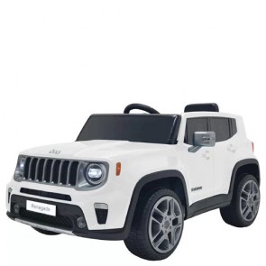 Auto elettrica per bambini con batteria 12 volt, telecomando e MP3. Fuoristrada elettrico per bambino Jeep Renegade bianco con retromarcia e fari a led.