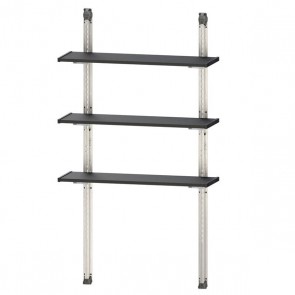 Scaffalatura 3 ripiani per casetta da giardino Keter. Scaffale porta attrezzi in metallo con altezza regolabile.