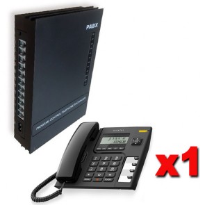 Kit Centralino telefonico ufficio analogico pabx 3 linee 8 interni, con messaggio DISA , identificativo chiamante e trasferimento di chiamata. Centralini telefonici per aziende con telefono Alcatel, chiamata citofonica e apriporta.