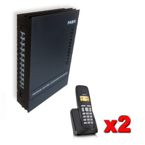 Kit Centralino telefonico analogico PABX 3 linee esterne e 8 interni completo di 2 telefoni cordless Gigaset con display