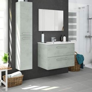 Colonna cemento Aruba per mobile bagno. Armadietto per mobili bagno sospesi in legno, dimensioni 30X25X150h.