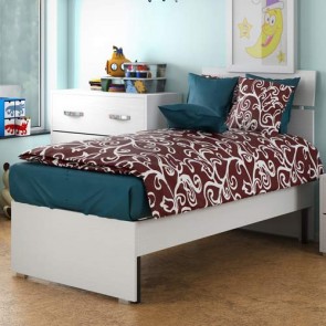 Letto in legno una piazza per la cameretta dei bambini, letti singoli di colore bianco frassinato per le camerette dei ragazzi 200x85x98 cm.