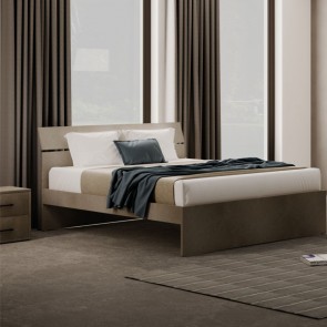 Letto in legno una piazza e mezza per cameretta bambini, letti singoli moderni di colore argilla per camerette ragazzi 200x131x98 cm.