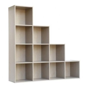 Libreria scaffale componibile frassino, librerie divisoria componibili con 10 cubi in legno melaminico.