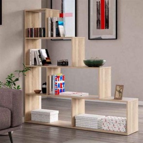 Libreria scaffale componibile rovere, librerie divisoria bifacciale con 6 vani in legno melaminico dimensioni 145x145x29 cm.
