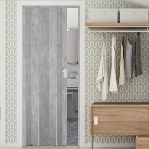 Porte interne a soffietto moderne, porta a soffietto colore cemento grigio per gli interni della casa. Dimensioni 83x214 cm