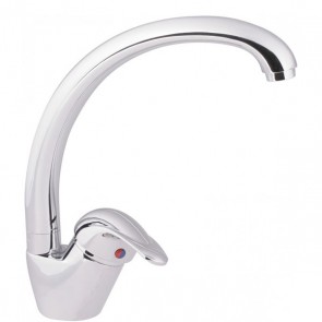 Rubinetto cucina lavello a canna alta. Miscelatore monocomando in ottone cromato per lavelli cucina con cartuccia 40 mm.
