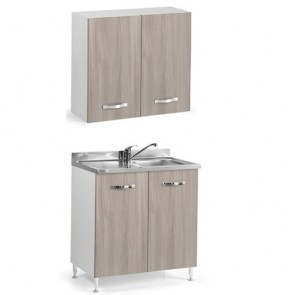 Mobile cucina componibile con sottolavello e pensile scolapiatti a 2 ante 80 cm olmo. Mobili sottolavelli per cucine componibili, completi di lavello inox e miscelatore. 