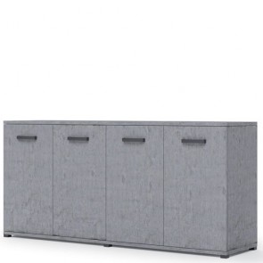 Credenza buffet cucina 80x180x45 cm. Mobiletto multiuso ufficio con 4 ante colore cemento, ideale anche in soggiorno.