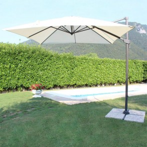 Ombrellone antivento da giardino con palo girevole in alluminio. Ombrelloni da terrazzo ecru 3x3, ideali anche per il balcone e tavoli esterni.