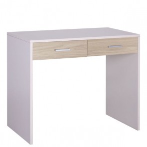 Scrivania ufficio bianca larga 91 cm. Scrivanie in legno porta pc per camerette completa di due cassetti olmo, dimensioni 76x91x55 cm.