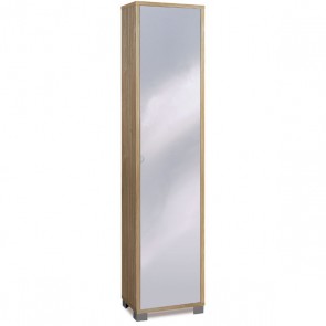 Mobile scarpiera multiuso con 4 ripiani regolabili, dimensioni 43x29x190 cm. Scarpiere noce stelvio con anta a specchio, ideale in bagno o in lavanderia come portasciugamani. 