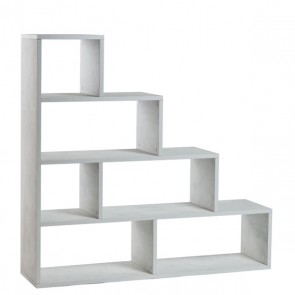 Libreria scaffale ossido bianco per ufficio. Librerie bifacciale soggiorno con 4 livelli, ideale per organizzare i tuoi libri e per esporre vasi e cornici.