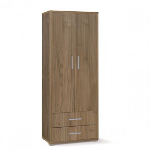 Armadio mobile multiuso noce con 2 cassetti e 4 ripiani. Armadi ufficio con 2 ante, misure 182x71x41 cm