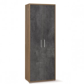 Armadio mobile multiuso con 4 ripiani. Armadi ufficio noce con 2 ante nere, misure 199x71x41 cm.