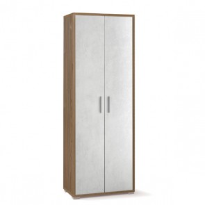 Armadio mobile multiuso con 4 ripiani. Armadi ufficio noce con 2 ante bianche, misure 182x71x41 cm.