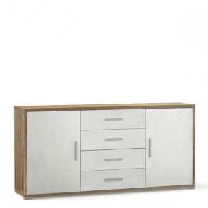 Mobile porta TV soggiorno con 4 cassetti bianchi. Cassettiera ufficio noce stelvio con due ante, misure 174x41x84 cm.