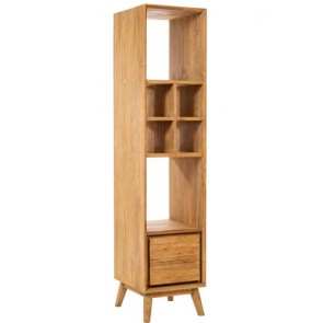 Mobile bagno colonna vintage, mobili bagno Cipì in legno di teak naturale con cassetto.