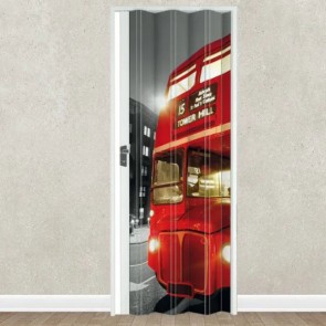 Porte interne a soffietto moderne, porta a soffietto bianca con stampa digitale per la cameretta dei bambini. Dimensioni 89,5x214 cm