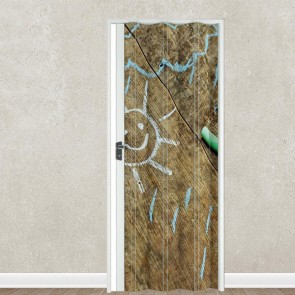 Porte interne a soffietto moderne, porta a soffietto bianca con stampa digitale per la cameretta dei bambini. Dimensioni 102x214 cm