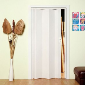 Porte interne a soffietto moderne, porta a soffietto bianco frassino per gli interni della casa. Dimensioni 83x214 cm