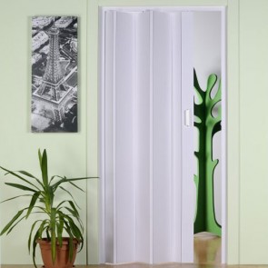Porte interne a soffietto moderne, porta a soffietto bianca per gli interni della casa. Dimensioni 83x214 cm