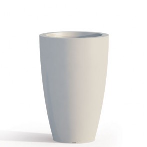 Vaso da giardino in resina bianca per esterno. Vasi da interno design in polietilene, ideale per le piante e fiori del terrazzo. Dimensioni 50hx33 cm.