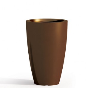 Vaso da giardino in resina marrone per esterno. Vasi da interno design in polietilene, ideale per le piante e fiori del terrazzo. Dimensioni 50hx33 cm.