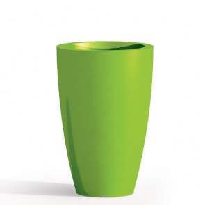 Vaso da giardino in resina verde per esterno. Vasi da interno design in polietilene, ideale per le piante e fiori del terrazzo. Dimensioni 50hx33 cm.