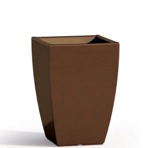 Vaso da giardino in resina marrone per esterno. Vasi da interno design in polietilene, ideale per le piante e fiori del terrazzo. Dimensioni 50hx33x33 cm.