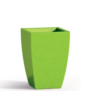 Vaso da giardino in resina verde per esterno. Vasi da interno design in polietilene, ideale per le piante e fiori del terrazzo. Dimensioni 50hx33x33 cm.