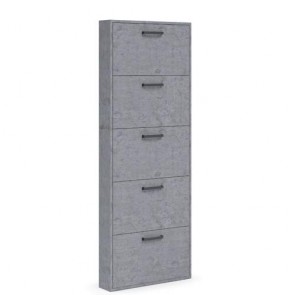 Armadio scarpiera slim con 5 ripiani a ribalta, alta 180 cm. Scarpiere salvaspazio in legno cinque ante colore cemento, ideali per scarpe e stivali.