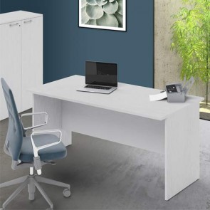 Scrivania ufficio bianca larga 160 cm. Scrivanie porta pc in legno bianco frassinato per camerette, dimensioni  74x160x80 cm.