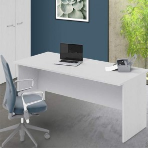 Scrivania ufficio bianco frassinato larga 180 cm. Scrivanie in legno porta pc per arredamento camerette, dimensioni  74x180x80 cm.