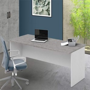 Scrivania ufficio bianca con ripiano cemento larga 180 cm. Scrivanie in legno porta pc per le camerette dei ragazzi