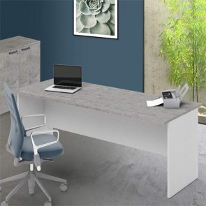 Scrivania ufficio bianca con ripiano cemento larga 200 cm. Scrivanie in legno porta pc per le camerette dei ragazzi