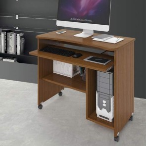 Scrivania ufficio porta computer con ruote e ripiano estraibile. Scrivanie pc in legno noce antico per ragazzi, ideale per arredare camerette e studio.