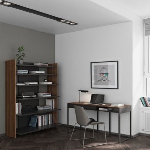 Scrivania ufficio noce TemaHome. Scrivanie casa in legno e metallo nero per studio e camerette, ideale anche come consolle ingresso.