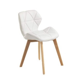 Sedia poltrona in legno massello con finitura in rovere, sedie design in pelle sintetica per uffici e camera da pranzo.