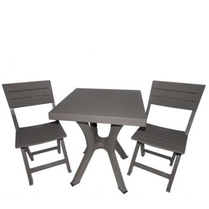 Set da giardino con tavolo in resina antiurto e 2 sedie pieghevoli, tavoli e sedia tortora da esterno per terrazzo.