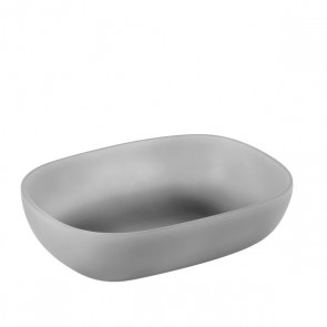 Lavabo bagno da appoggio moderno in resina, lavandino sospeso rettangolare grigio misure 55x40,5x16h cm.