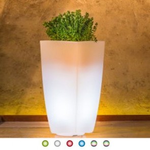 Vaso luminoso solare da giardino con batteria ricaricabile per esterno. Vasi luminosi solari da interno illuminati di luce multicolore RGB con telecomando, ideale per le piante del terrazzo.