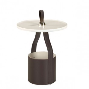 Tavolo angolare salone rotondo dal design moderno con piano in legno MDF grigio, tavolini soggiorno con base in acciaio inox ideale anche come portariviste.