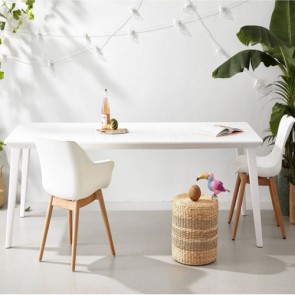 Tavolo bianco da giardino allungabile in resina antiurto, tavoli bianchi allungabili estensibili da esterno per balconi e terrazzi. Dimensioni 160/235x98x74h cm 