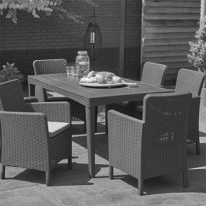 Tavolo da giardino graphite in resina antiurto, tavoli da esterno effetto rattan per balconi e terrazzi. Dimensioni 160x90x74h cm 