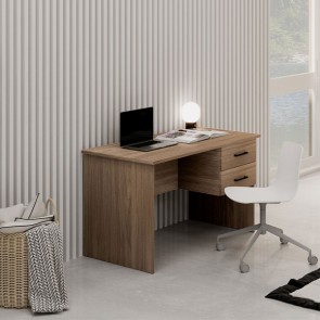 Scrivania ufficio noce naturale con due cassetti. Scrivanie porta pc in legno, ideale per arredare la cameretta dei ragazzi e studio.