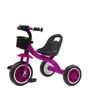 Triciclo bambina in metallo fucsia, tricicli bimbi a pedali per bambini con cestino anteriore.